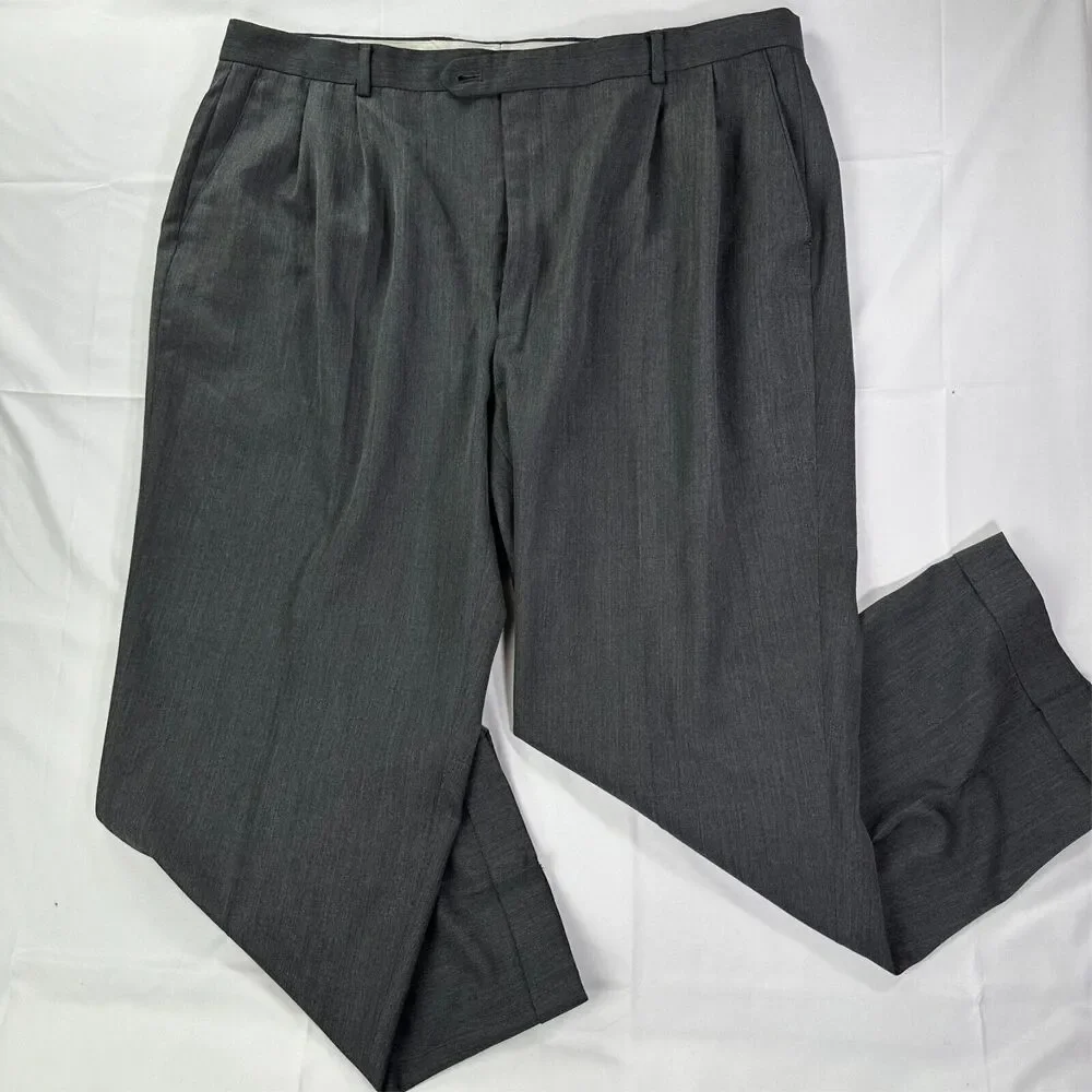 Joseph & Feiss Wool Blend Dress Pants 42x30 Gray Classic Fit‎ Pleated